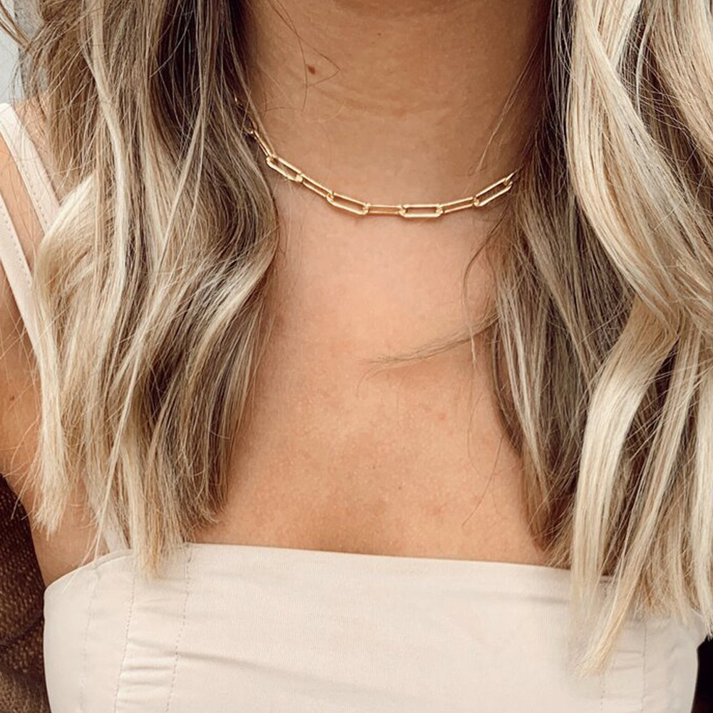Natural gold-plated chain necklace