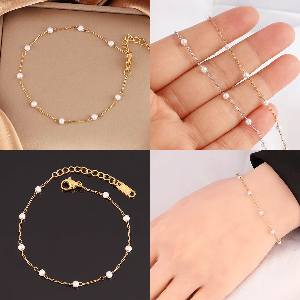 Fresh Natural White Pearl Bracelet